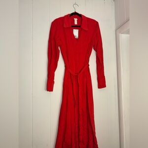 H&M Red long sleeve ankle length dress